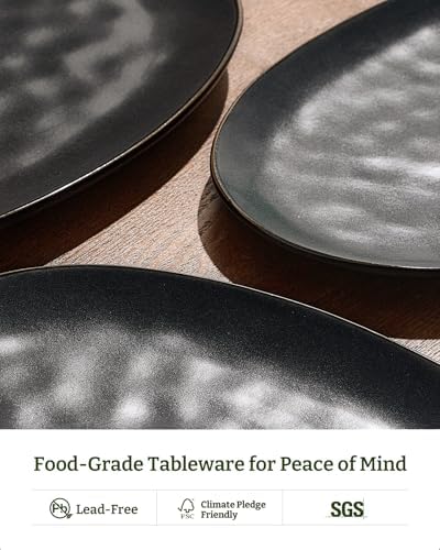 Serving Platters Set of 3 Sizes - Oval, Matte Dark Charcoal in Extra-Large in Matte Dark Charcoal, alternate view 5