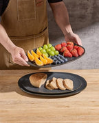 Serving Platters Set of 3 Sizes - Oval, Matte Dark Charcoal in Extra-Large in Matte Dark Charcoal, alternate view 6