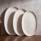 Serving Platters Set of 3 Sizes - Oval, Matte White in Oval in Matte White