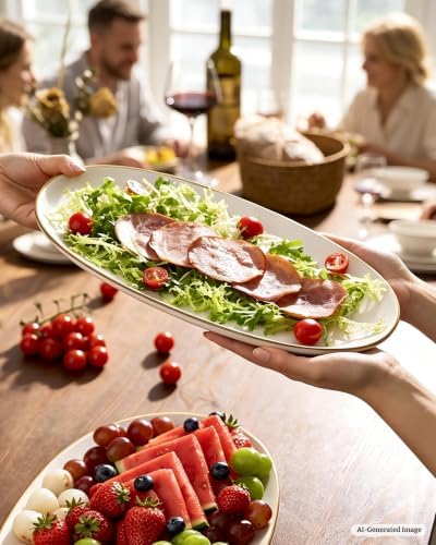 Serving Platters Set of 3 Sizes - Oval, Matte White in Oval in Matte White, alternate view 2
