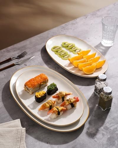 Serving Platters Set of 3 Sizes - Oval, Matte White in Oval in Matte White, alternate view 4