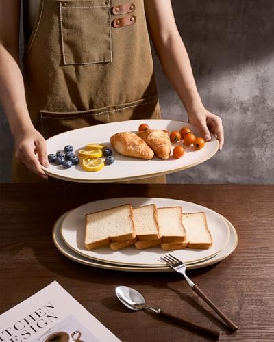 Serving Platters Set of 3 Sizes - Oval, Matte White in Oval in Matte White, alternate view 6