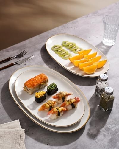 Serving Platters Set of 3 Sizes - Oval, Vanilla White in Oval in Vanilla White, alternate view 4