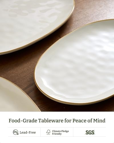 Serving Platters Set of 3 Sizes - Oval, Vanilla White in Oval in Vanilla White, alternate view 5