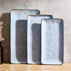 Serving Platters Set of 3 Sizes - Rectangular, Blue in Blue