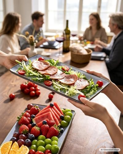 Serving Platters Set of 3 Sizes - Rectangular, Blue in Blue, alternate view 2
