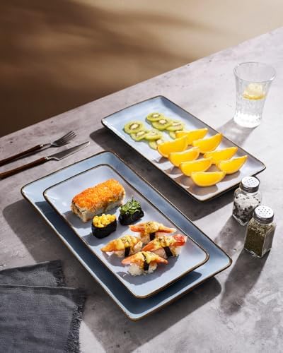 Serving Platters Set of 3 Sizes - Rectangular, Blue in Blue, alternate view 4