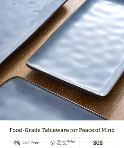 Serving Platters Set of 3 Sizes - Rectangular, Blue in Blue, alternate view 5