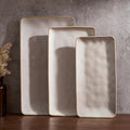Serving Platters Set of 3 Sizes - Rectangular, Cappuccino White in Cappuccino White
