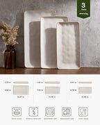 Serving Platters Set of 3 Sizes - Rectangular, Cappuccino White in Cappuccino White, alternate view 3