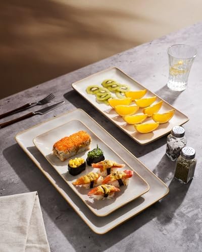 Serving Platters Set of 3 Sizes - Rectangular, Cappuccino White in Cappuccino White, alternate view 4