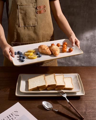 Serving Platters Set of 3 Sizes - Rectangular, Cappuccino White in Cappuccino White, alternate view 6