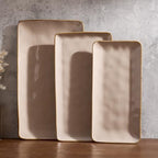 Serving Platters Set of 3 Sizes - Rectangular, Cinnamon Brown in Cinnamon Brown