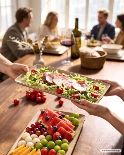 Serving Platters Set of 3 Sizes - Rectangular, Cinnamon Brown in Cinnamon Brown, alternate view 2