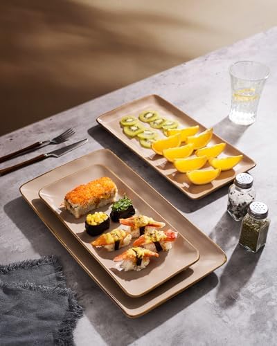 Serving Platters Set of 3 Sizes - Rectangular, Cinnamon Brown in Cinnamon Brown, alternate view 4