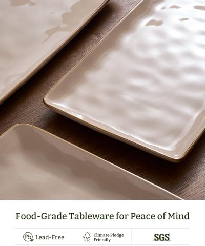 Serving Platters Set of 3 Sizes - Rectangular, Cinnamon Brown in Cinnamon Brown, alternate view 5