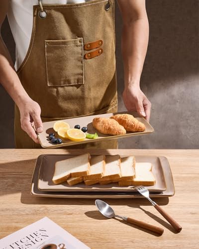 Serving Platters Set of 3 Sizes - Rectangular, Cinnamon Brown in Cinnamon Brown, alternate view 6