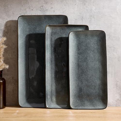 Serving Platters Set of 3 Sizes - Rectangular, Deep Forest in Deep Forest