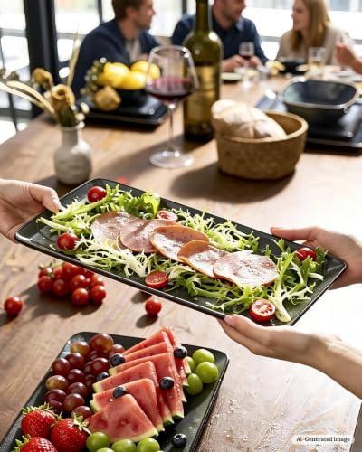 Serving Platters Set of 3 Sizes - Rectangular, Deep Forest in Deep Forest, alternate view 2