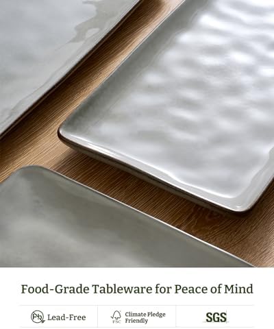 Serving Platters Set of 3 Sizes - Rectangular, Grey in Gray, alternate view 5