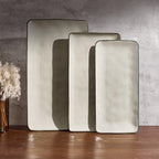 Serving Platters Set of 3 Sizes - Rectangular, Light Khaki in Light Khaki