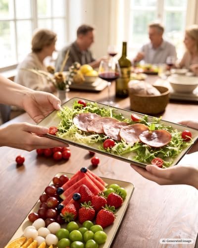 Serving Platters Set of 3 Sizes - Rectangular, Light Khaki in Light Khaki, alternate view 2