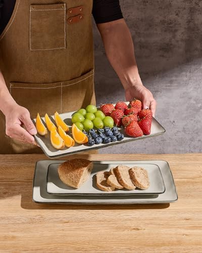 Serving Platters Set of 3 Sizes - Rectangular, Light Khaki in Light Khaki, alternate view 6