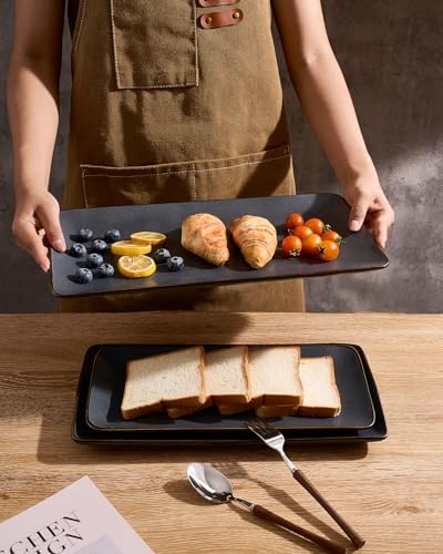 Serving Platters Set of 3 Sizes - Rectangular, Matte Dark Charcoal in Matte Dark Charcoal, alternate view 6