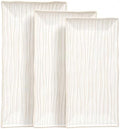 Serving Platters Set of 3 Sizes - Rectangular Serving Tray, Gold in Extra Large in Gold Striped