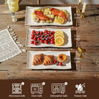 Serving Platters Set of 3 Sizes - Rectangular Serving Tray, Gold in Extra Large in Gold Striped, alternate view 4
