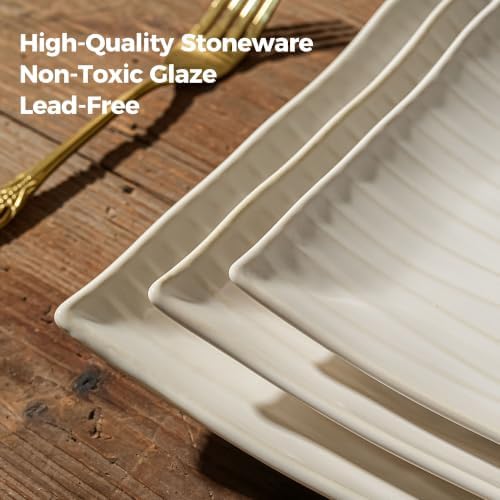 Serving Platters Set of 3 Sizes - Rectangular Serving Tray, Gold in Extra Large in Gold Striped, alternate view 7