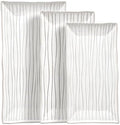 Serving Platters Set of 3 Sizes - Rectangular Striped Serving Tray in Extra Large in Black Striped