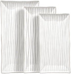 Serving Platters Set of 3 Sizes - Rectangular Striped Serving Tray in Extra Large in Black Striped
