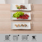 Serving Platters Set of 3 Sizes - Rectangular Striped Serving Tray in Extra Large in Black Striped, alternate view 3
