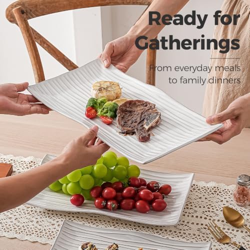 Serving Platters Set of 3 Sizes - Rectangular Striped Serving Tray in Extra Large in Black Striped, alternate view 5