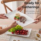 Serving Platters Set of 3 Sizes - Rectangular Striped Serving Tray in Extra Large in Black Striped, alternate view 5