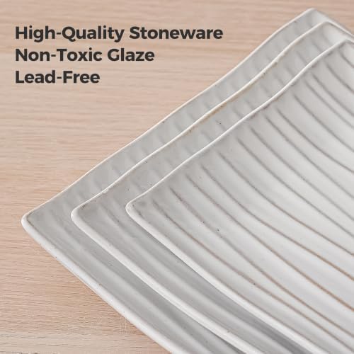 Serving Platters Set of 3 Sizes - Rectangular Striped Serving Tray in Extra Large in Black Striped, alternate view 7