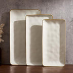 Serving Platters Set of 3 Sizes - Rectangular, Vanilla White in Vanilla White
