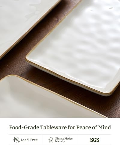 Serving Platters Set of 3 Sizes - Rectangular, Vanilla White in Vanilla White, alternate view 5