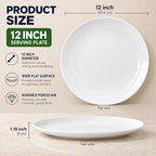 Serving Platters Set of 4, 12 Inch White Ceramic Serving Plates, Round Platters for Pasta, Steak, Appetizers and, alternate