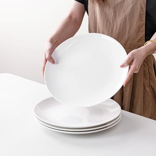 Serving Platters Set of 4, 12 Inch White Ceramic Serving Plates, Round Platters for Pasta, Steak, Appetizers and, alternate