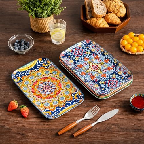 Serving Platters Set of 4, 12" x 7.4" Inch Rectangular Trays Large in Large in Vintage, alternate view 2