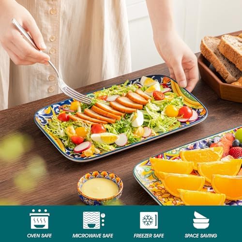 Serving Platters Set of 4, 12" x 7.4" Inch Rectangular Trays Large in Large in Vintage, alternate view 5