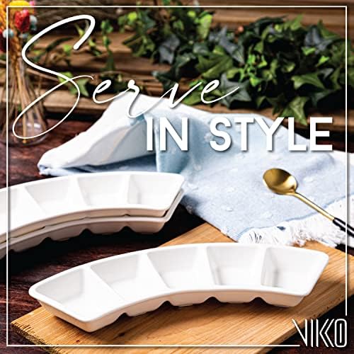 Serving Tray, 5 Section Porcelain Circular Serving Platter, Pack of 2, 10 Inch Small White Serving Dish for, alternate view 2
