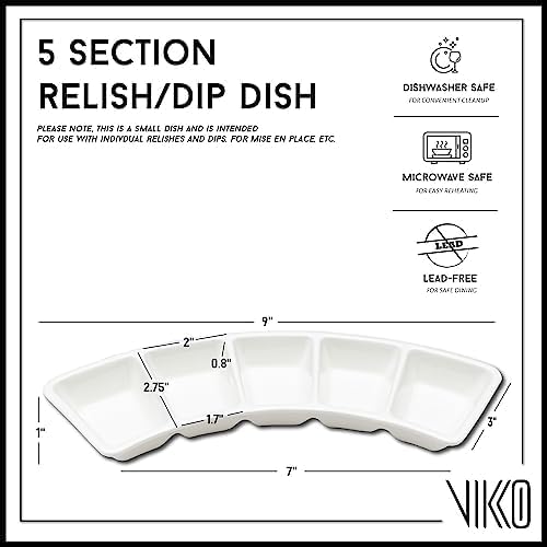 Serving Tray, 5 Section Porcelain Circular Serving Platter, Pack of 2, 10 Inch Small White Serving Dish for, alternate view 3