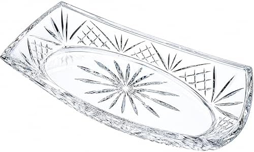 Serving Tray Platter, 12 x 5 Inch Oval, Dublin Collection Crystal in 12 x 5 Inch in Clear