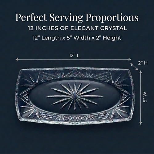 Serving Tray Platter, 12 x 5 Inch Oval, Dublin Collection Crystal in 12 x 5 Inch in Clear, alternate view 2