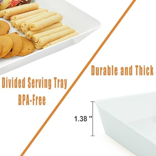 Serving Tray Platter, 14.5'' x 9.5'' 2 Pcs Food Tray for Veggie Fruit Snack Dessert Cookie, Food Trays for Party, alternate