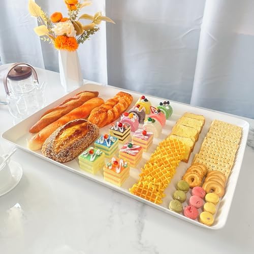 Serving Tray Platter, 22'' x 15'' x 1.6'', 2 Pcs Food Tray for Veggie Fruit Snack Dessert Cookie Cheese, Food, alternate view