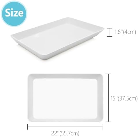 Serving Tray Platter, 22'' x 15'' x 1.6'', 2 Pcs Food Tray for Veggie Fruit Snack Dessert Cookie Cheese, Food, alternate view